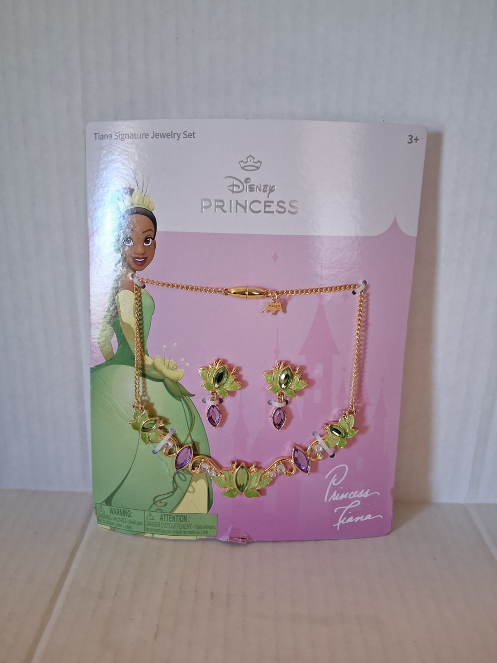 Disney Princess Tiana Green and Purple Necklace & Earring Set